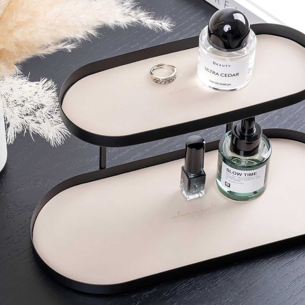 2 Layers Makeup Perfume Holder Shelf Art Deluxe Makeup Organizer Lipstick Perfume Cosmetic Case Storage Rack Coffee Shop