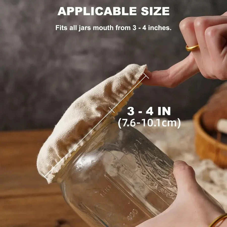 Elastic Cloth Jar Covers Reusable Cloth Covers for Sourdough Starter Jars Elastic Bread Fermentation Cover Bread Proofing Cover