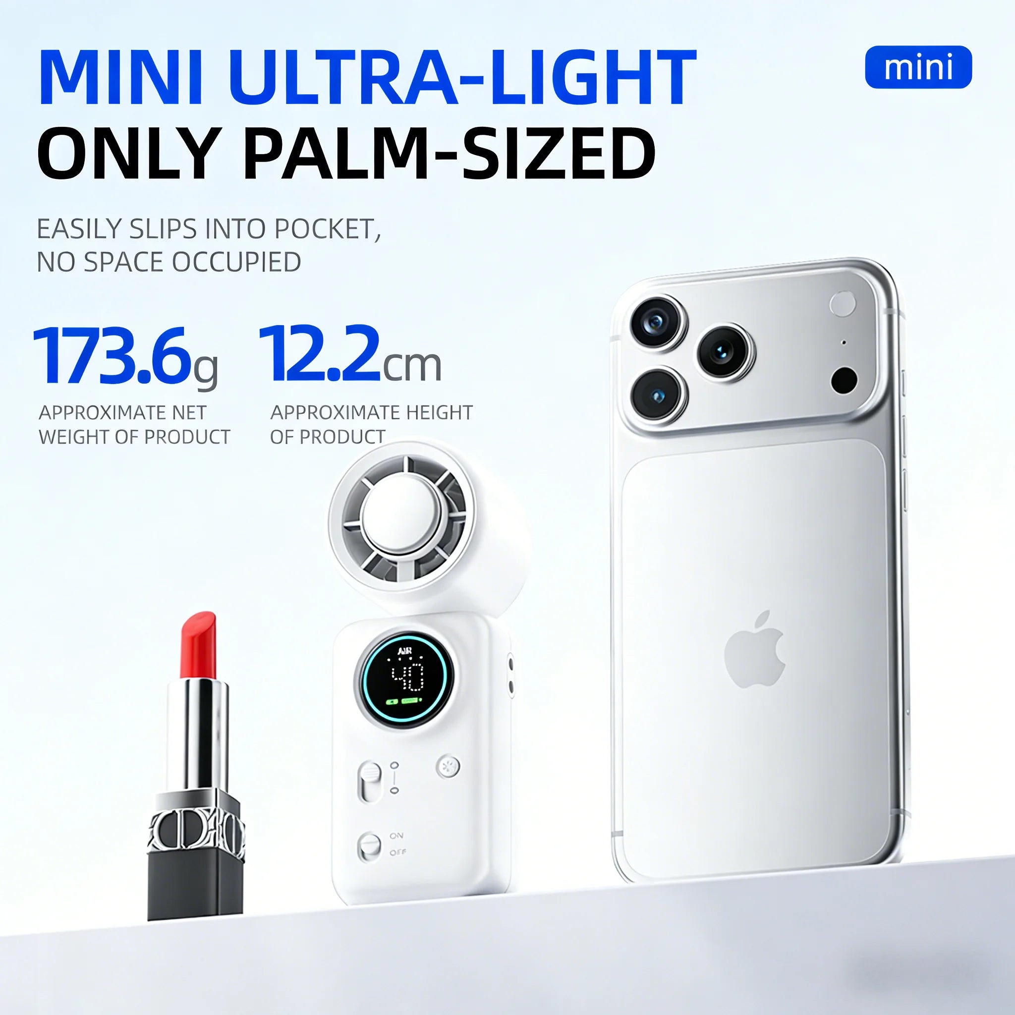 Portable Mini Handheld Fan 4000mAh High Speed Cooling LED Display 100 Adjustable Settings USB Rechargeable Desk Fan Travel
