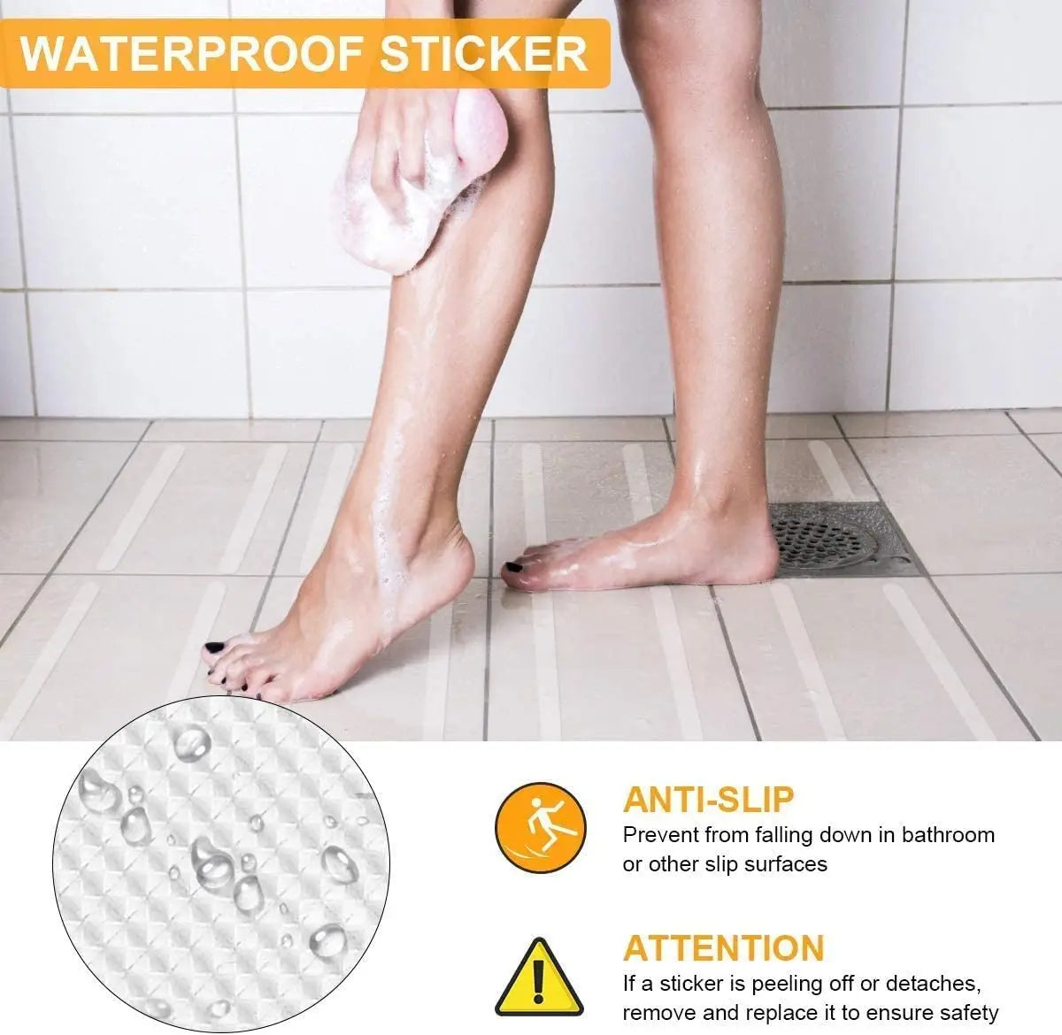 24pcs Anti-Slip Strips Safety Shower Treads Stickers Bathtub Non Slip Stairs Step Appliques Anti Skid Tape for Shower Tub Floor