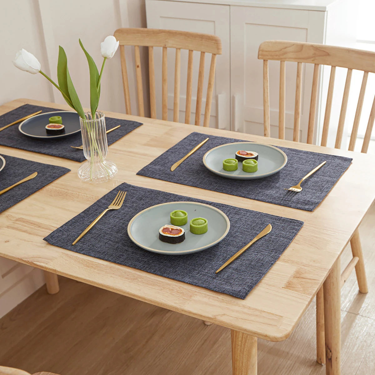 30X46 CM Linen Solid Color Dining Table Mat Fashion Style Western Dining Table Bowl Cup Rectangle Placemats Table Decoration