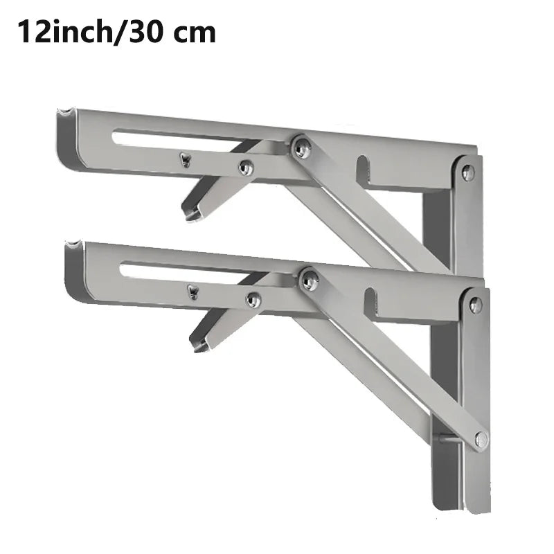 2PCS Sturdy Steel Folding Shelf Brackets Wall-Mounted Design for Workbench Table, Table Shelves Angle Bracket Home Hardware