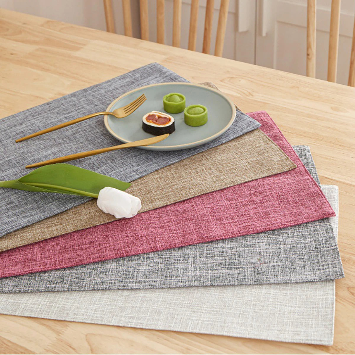 30X46 CM Linen Solid Color Dining Table Mat Fashion Style Western Dining Table Bowl Cup Rectangle Placemats Table Decoration