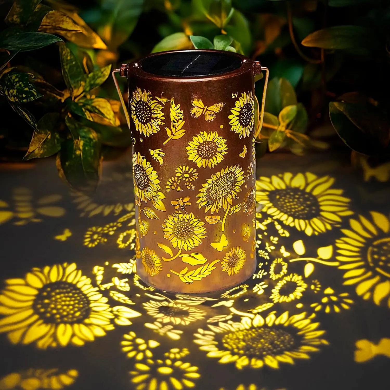 Sunflower Light and Shadow Light Waterproof Outdoor Light Solar Powered for Night Pathway Lawn Garden Patio Decor Lighting
