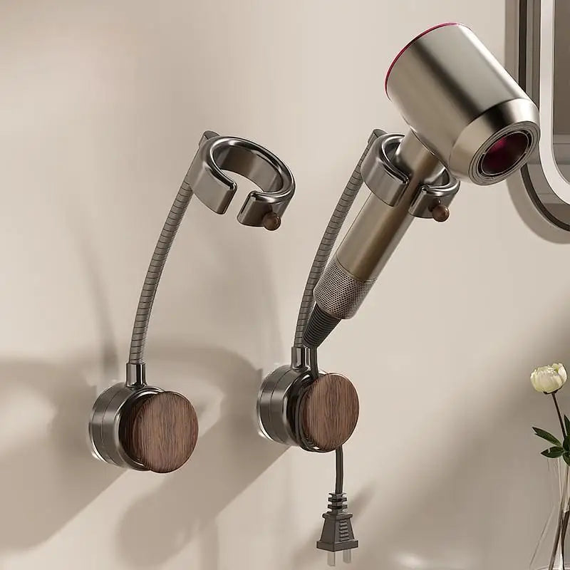 Rotatable Lazy Hair Dryer Holder Bathroom Non-punching Wall-Mounted Wind Duct Storage Rack Adjustable Hair Dryer Storage Rack