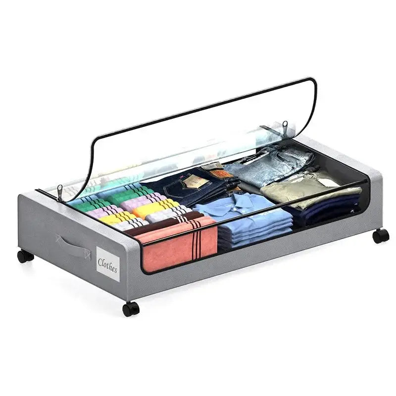 Under Bed Storage with Lockable Wheels Visible Window Under Bed Metal Drawers Large capacity Zipper Closure Home Organization