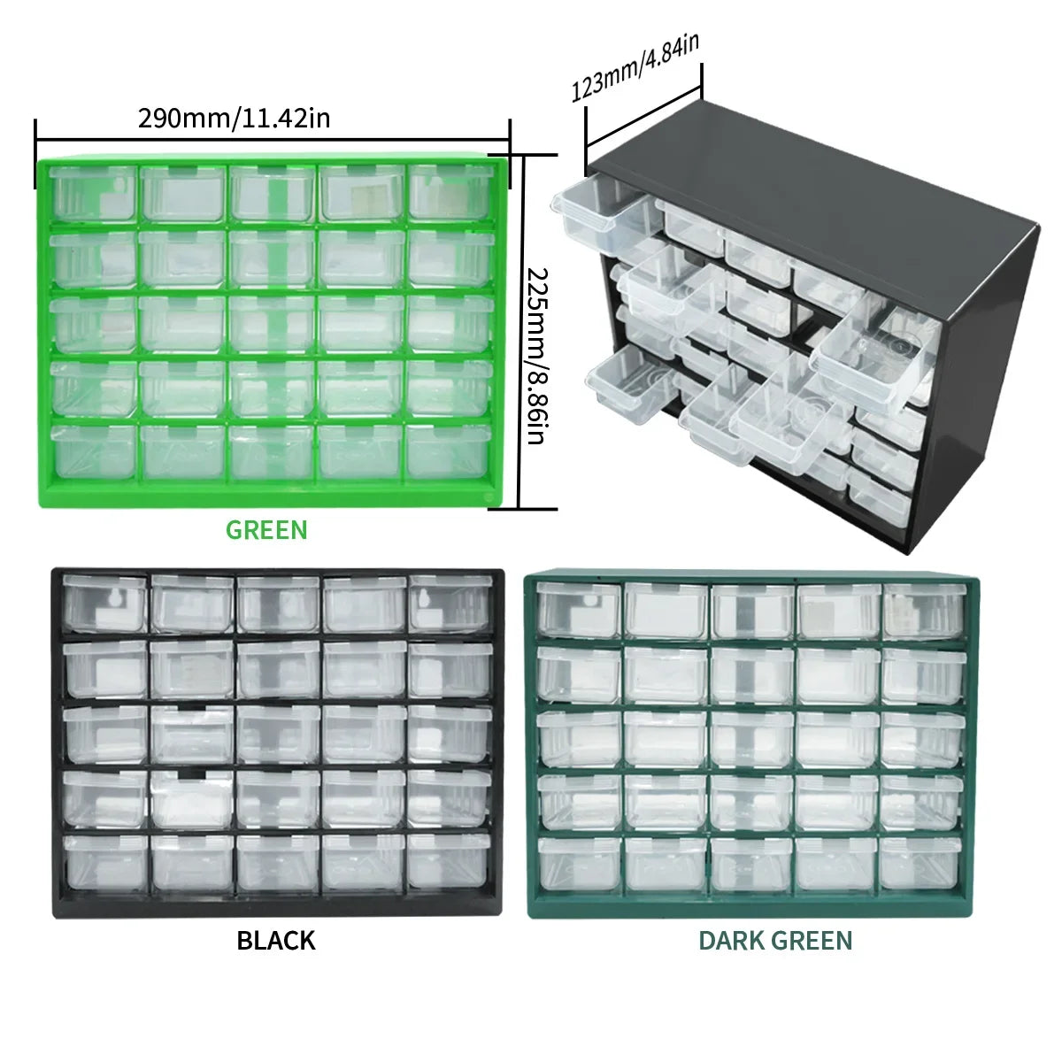 25 Multi-grid Drawer Parts Box Wall-mounted Screw Classification Component Box Tool Case electronic components Storage ToolBox