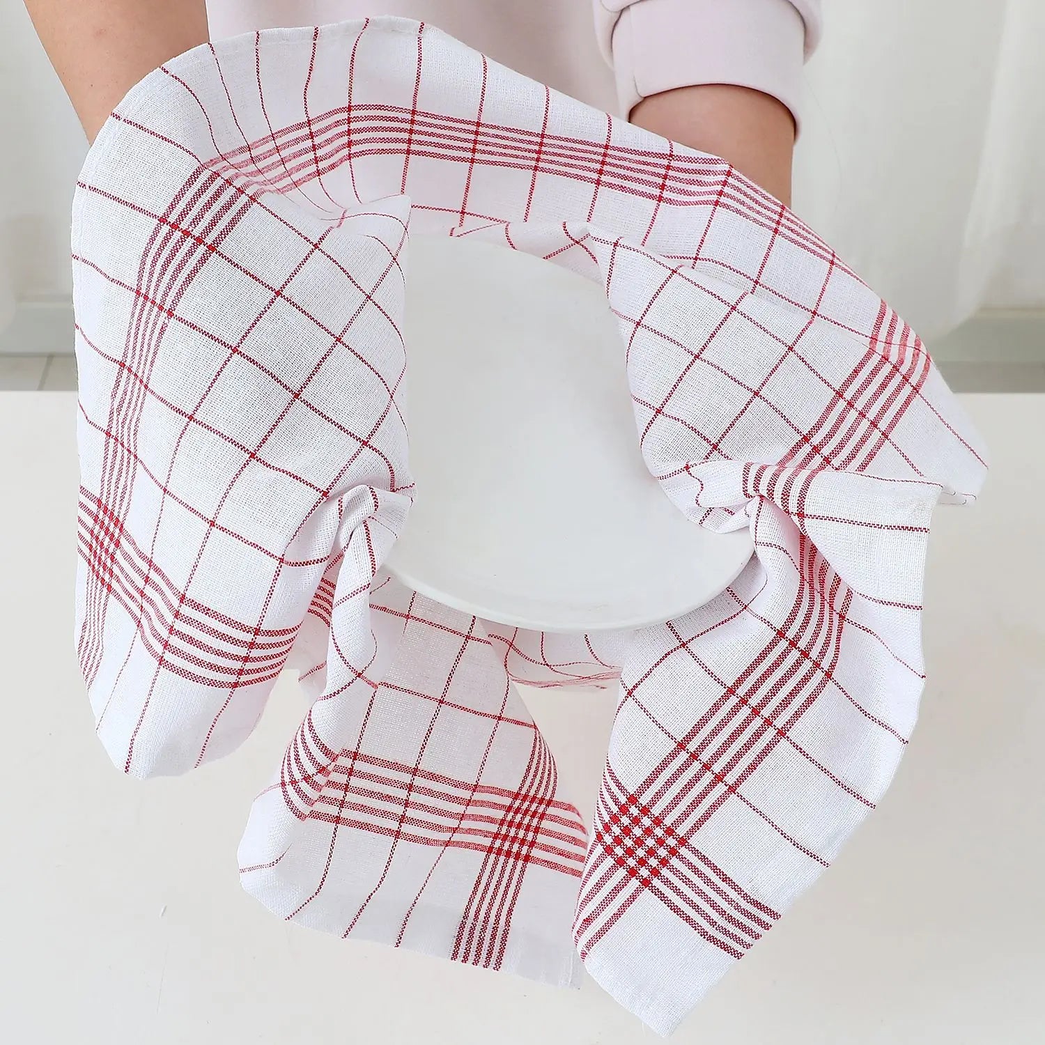 1/5/10pcs Classic Plaid Dish Towel Scouring Pad, Soft Large Size Kitchen Towel, Suitable for Bar and Kitchen Cleaning