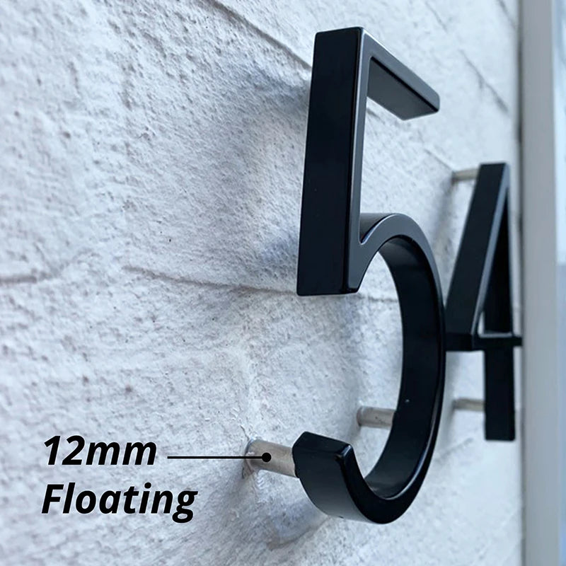 1pc 125mm Floating House Number Outdoor 5 inch Black Zinc Alloy Letter Apartment Door Numbers Mailbox Address Sign #0-9