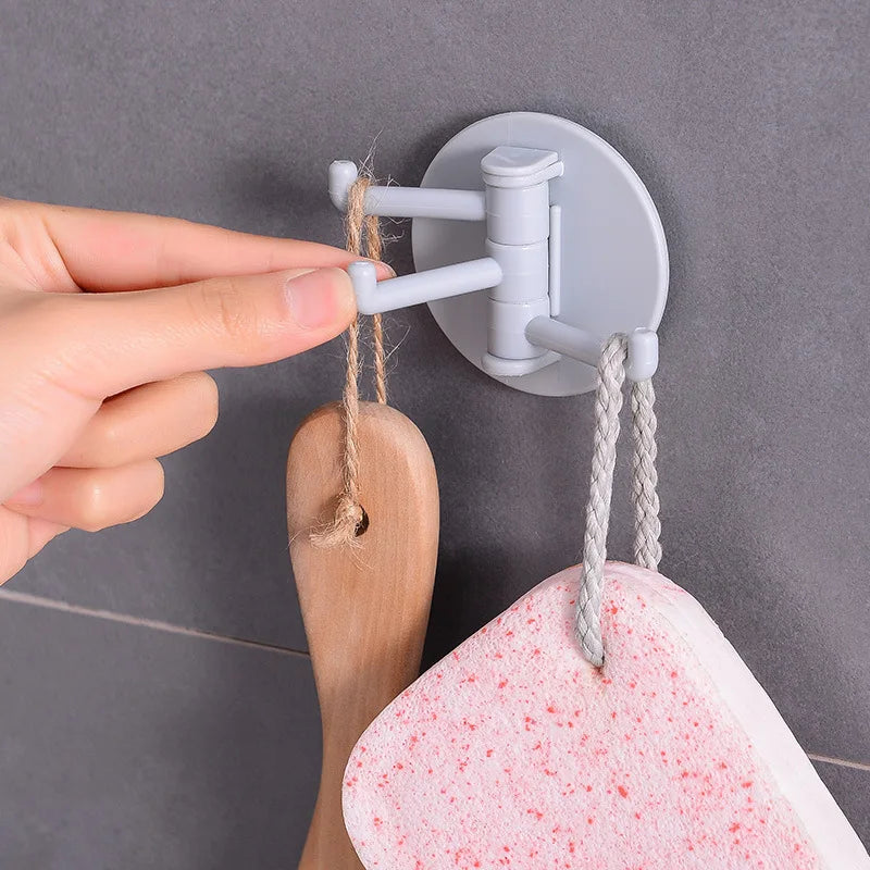 Seamless Adhesive Hook Rotatable Strong Bearing Stick Hook Kitchen Wall Hanger Bathroom Kitchen Supplies