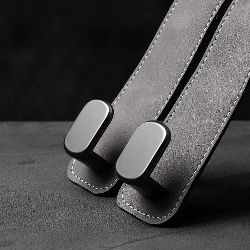 Premium Car Headrest Storage Hook Soft Suede Rear Seat Dual Hanging Hook 20KG Heavy Load Alloy Hanger Universal Fit All Vehicles
