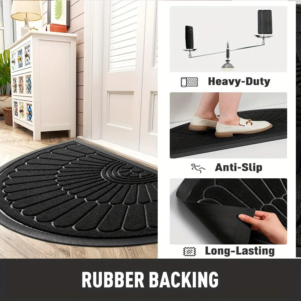 1pc Semicircular Durable Door Mat Outdoor Doormat Indoor Entrance Doormat-Non Slip Front Door Mat for Outside Inside Entryway