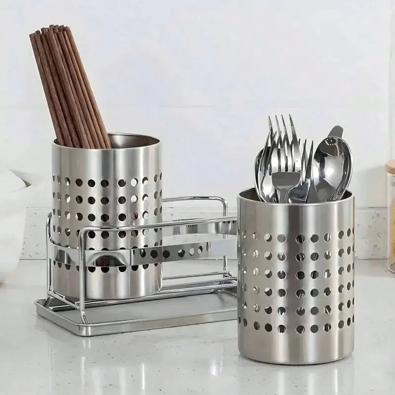 1/2 Piece Steel Stainlesscylindrical Chopstick Cutlery Storage Box Suitable for Home Kitchens, Restaurants, and Dormitories