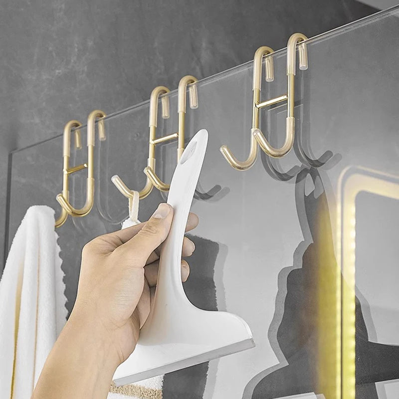 304 Stainless Steel Hook Free Punching Bathroom Shower Door Hook Over Glass Door Kitchen Cabinet Door Back Type Storage Hanger