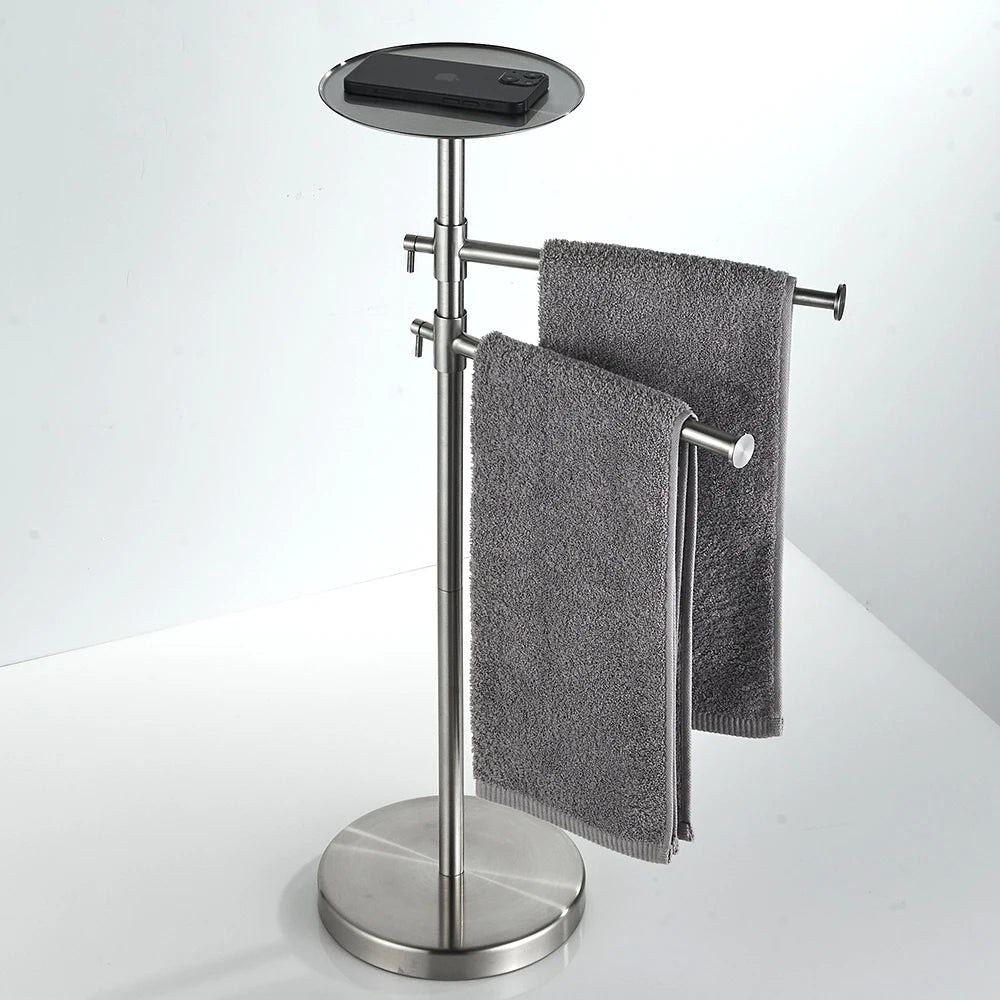 Floor Standing Base Luxury Hotel Towel Rack Holder Towel Storage Shelf Brush Gold Towel Bar