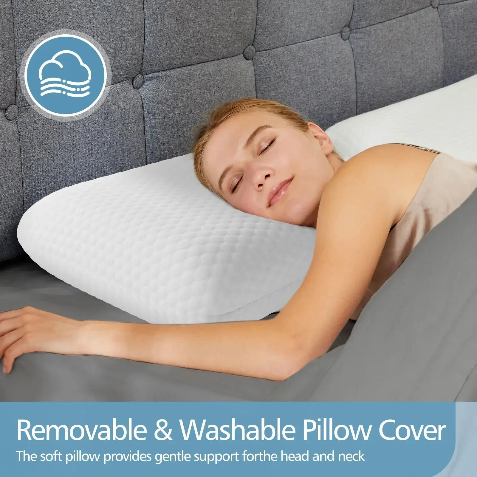 JHK Memory Foam Pillows Standard Size Neck Pillow Ventilated Cooling Bed Pillow with Removable Washable Cover Ultimate Comfort