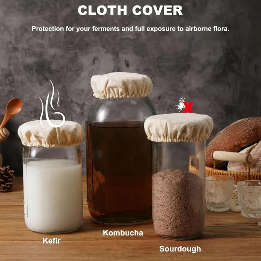 Elastic Cloth Jar Covers Reusable Cloth Covers for Sourdough Starter Jars Elastic Bread Fermentation Cover Bread Proofing Cover