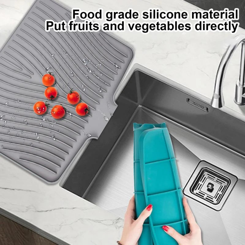 Silicone Dish Drying Mat For Kitchen Counter, Dish Drying Pad Non-slip Drain Pad With Built-in Drain Heat Resistant Drying Mat