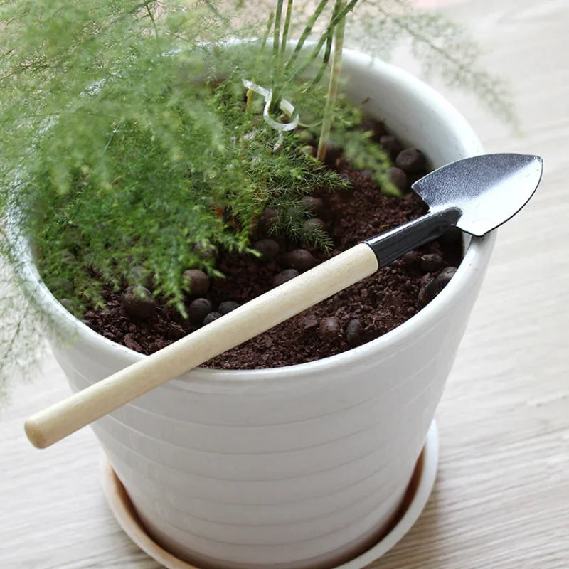 3pcs Set Mini Gardening Potting Tools Wooden Handle Shovel Rake Shovel Multifunctional Household Plant Bonsai Tools