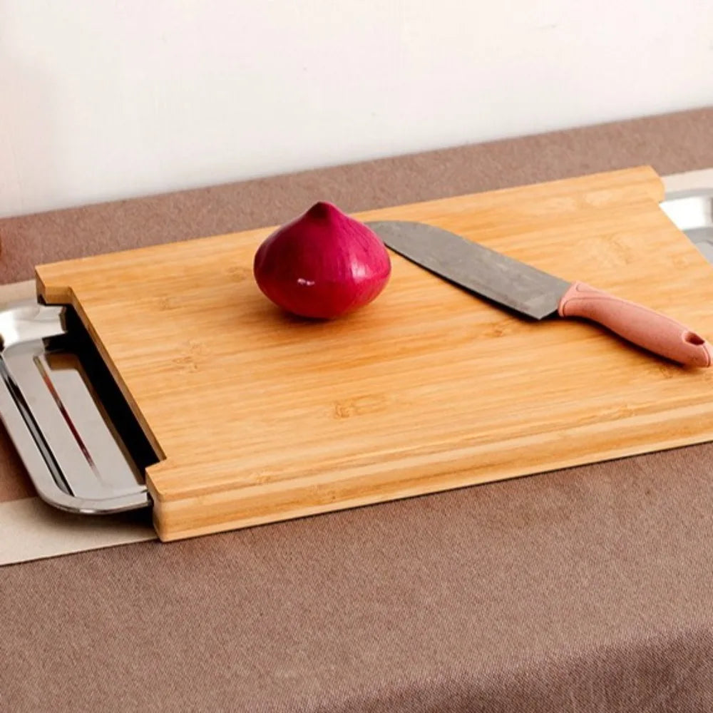 Thickened Wooden Cutting Board Non-Slip with Drawers Bread Cutting Board Eco-Friendly Multi-Functional Cutting Plate Mat