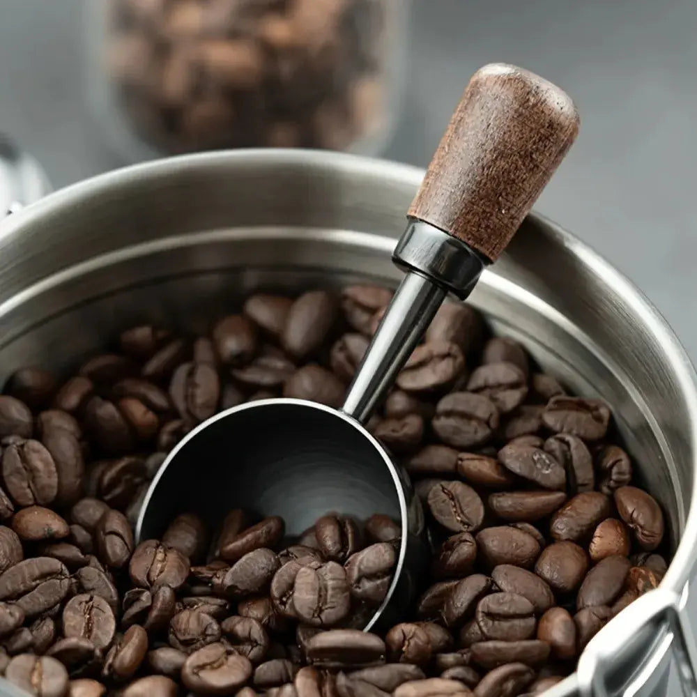 4/8/25/30ml Wooden Long Handle Stainless Steel Coffee Scoop Tablespoon Measuring Spoon Walnut Wood Coffee Spoons Cafe Decoration