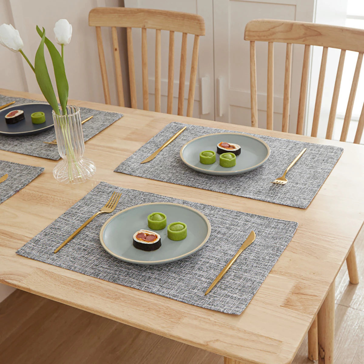 30X46 CM Linen Solid Color Dining Table Mat Fashion Style Western Dining Table Bowl Cup Rectangle Placemats Table Decoration