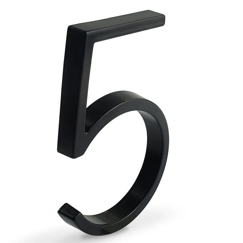 1pc 125mm Floating House Number Outdoor 5 inch Black Zinc Alloy Letter Apartment Door Numbers Mailbox Address Sign #0-9
