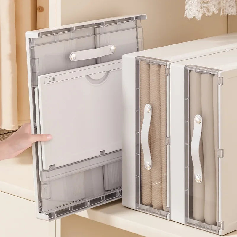Wardrobe Storage Box Household Bed Sheets Covers Cabinet Drawer Style Plastic Transparent Folding Organizing Box