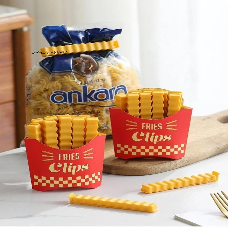 12-Piece French Fry Style Magnetic Sealing Clip Set Snack Bag Food Storage Box Seasoning Container with Clip for Kitchen