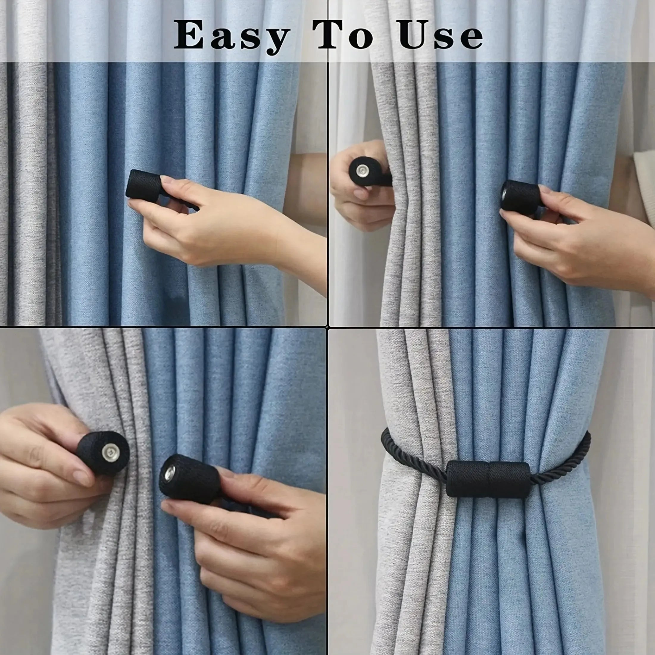 4pcs Strong Magnetic Curtain Tiebacks Outdoor Elegant Decorative Tie Backs Modern Rope Tiebacks For Drapes Window Curtain Holdba