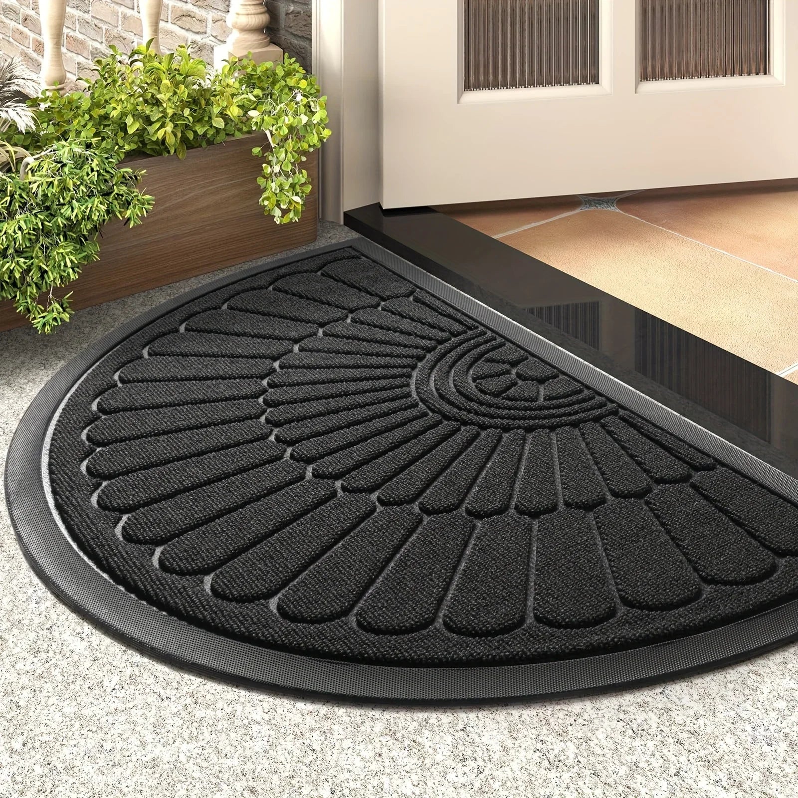 1pc Semicircular Durable Door Mat Outdoor Doormat Indoor Entrance Doormat-Non Slip Front Door Mat for Outside Inside Entryway