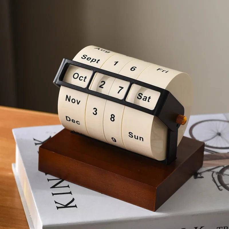 Office Object™ Rotating Wooden Desk Calendar
