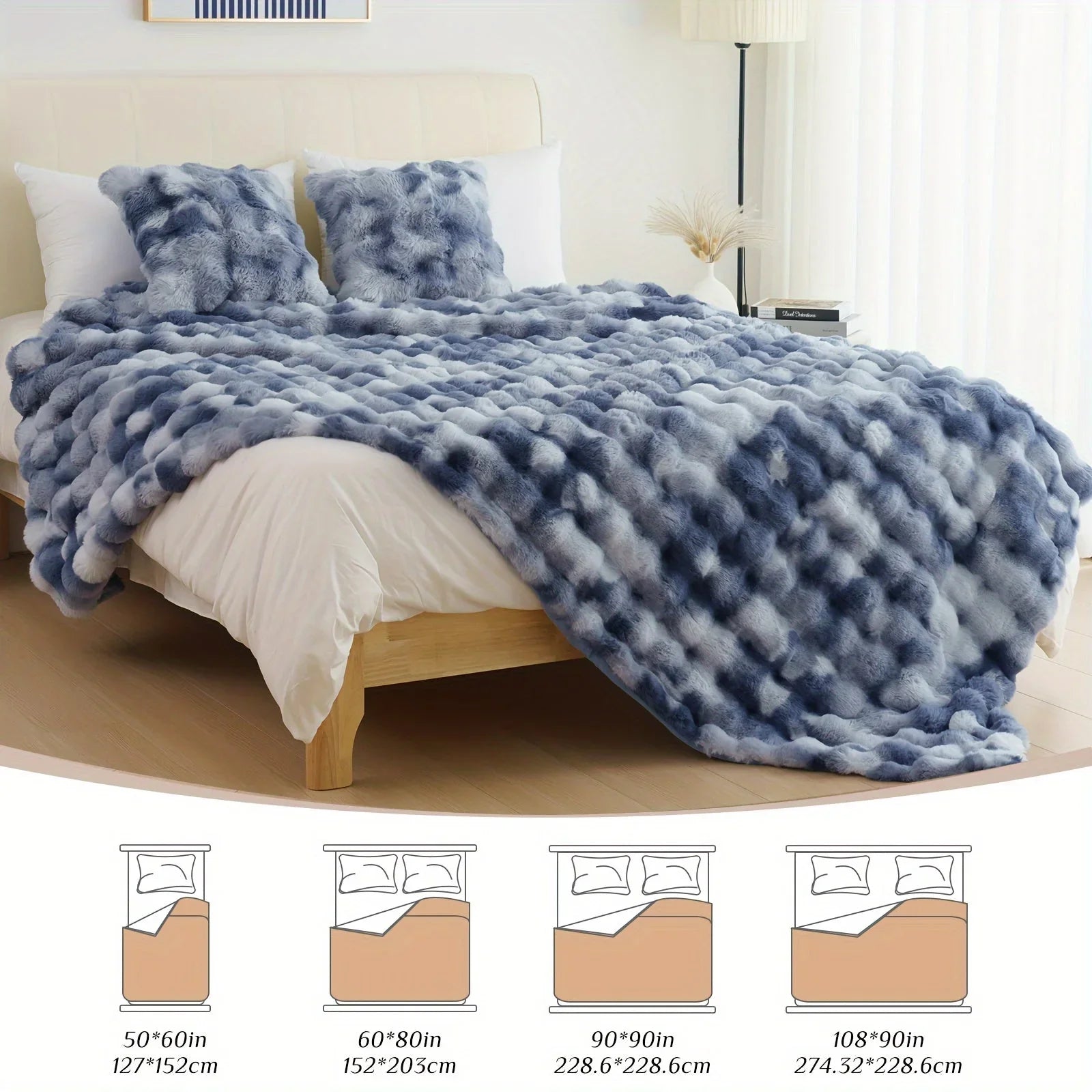 Goodinary® Luxury Tie Dye Faux Rabbit Fur Blanket