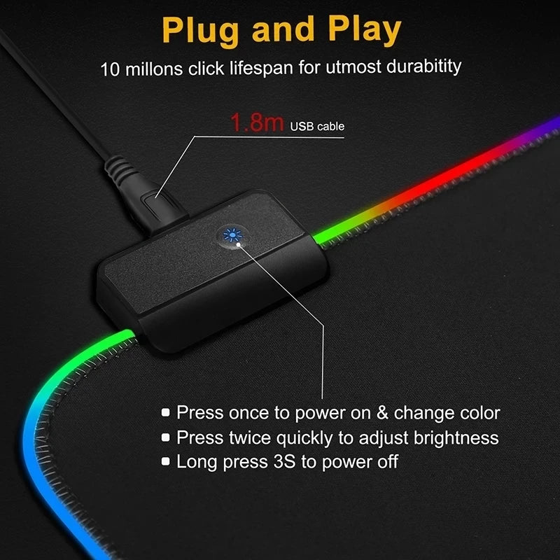 Office Object™ LED RGB Gaming Mouse Pad Large Desk Mat