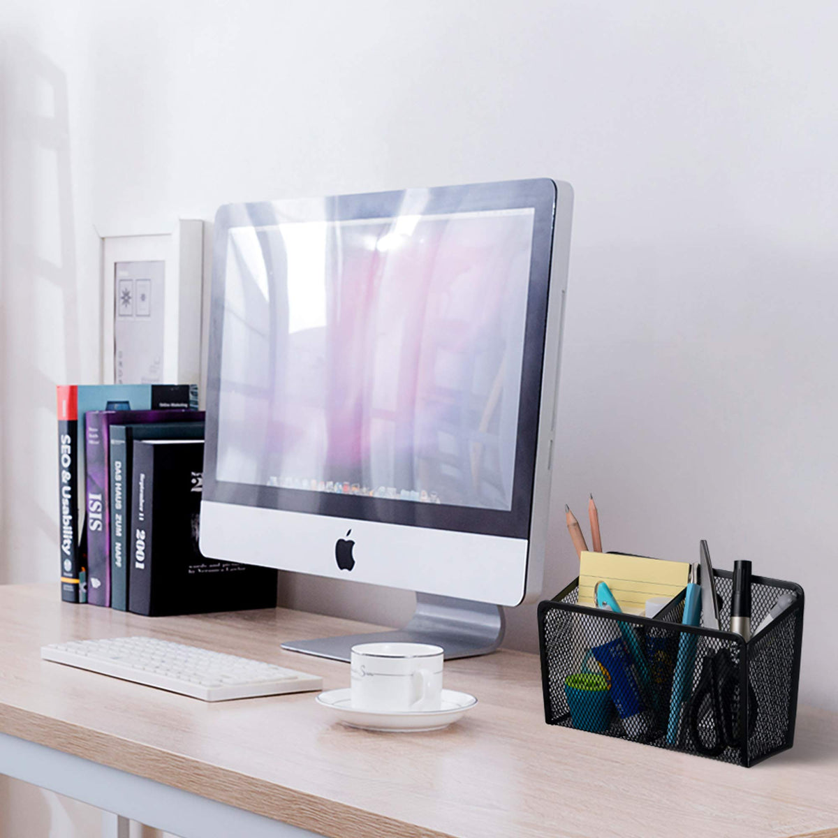 Office Object™ Magnetic Pencil Holder Metal Mesh Basket