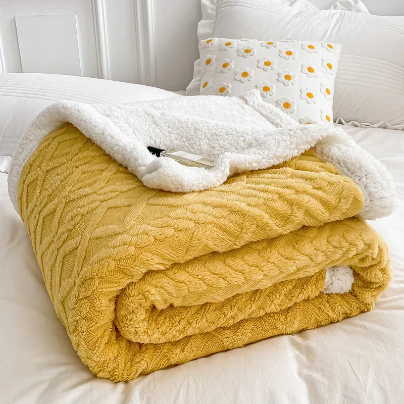 Goodinary® Soft Woolen Blanket with Lamb Velvet