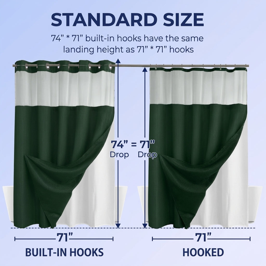 Goodinary® No Hook Shower Curtain