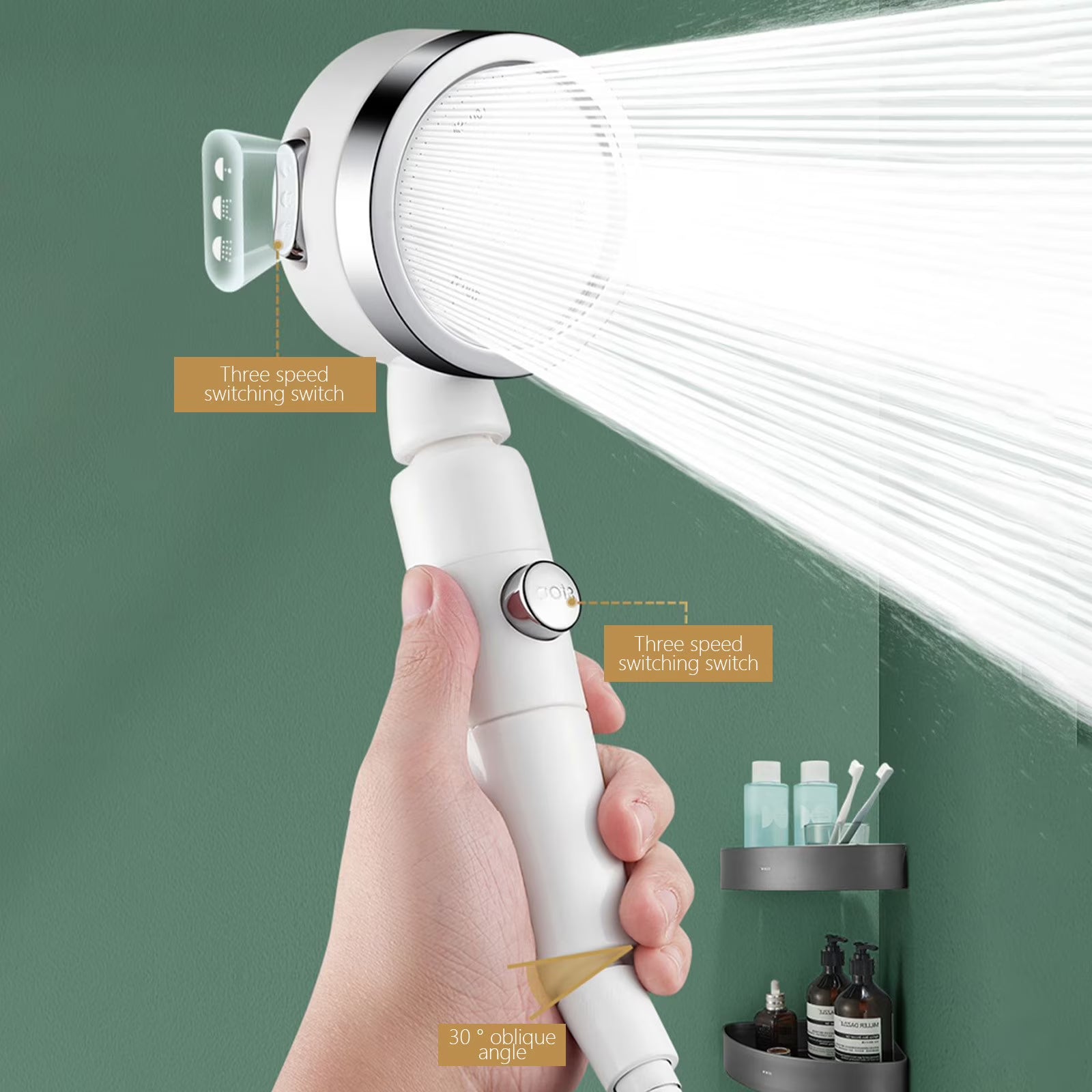 Goodinary® One-Touch Stop Showerhead
