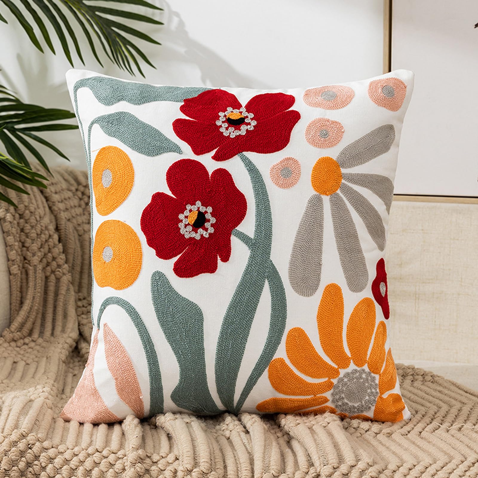 Goodinary® Embroidered Floral Throw Pillow Cover