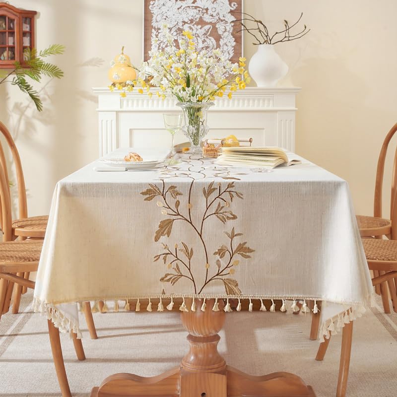 Goodinary® Linen Style Embroidered Tablecloth
