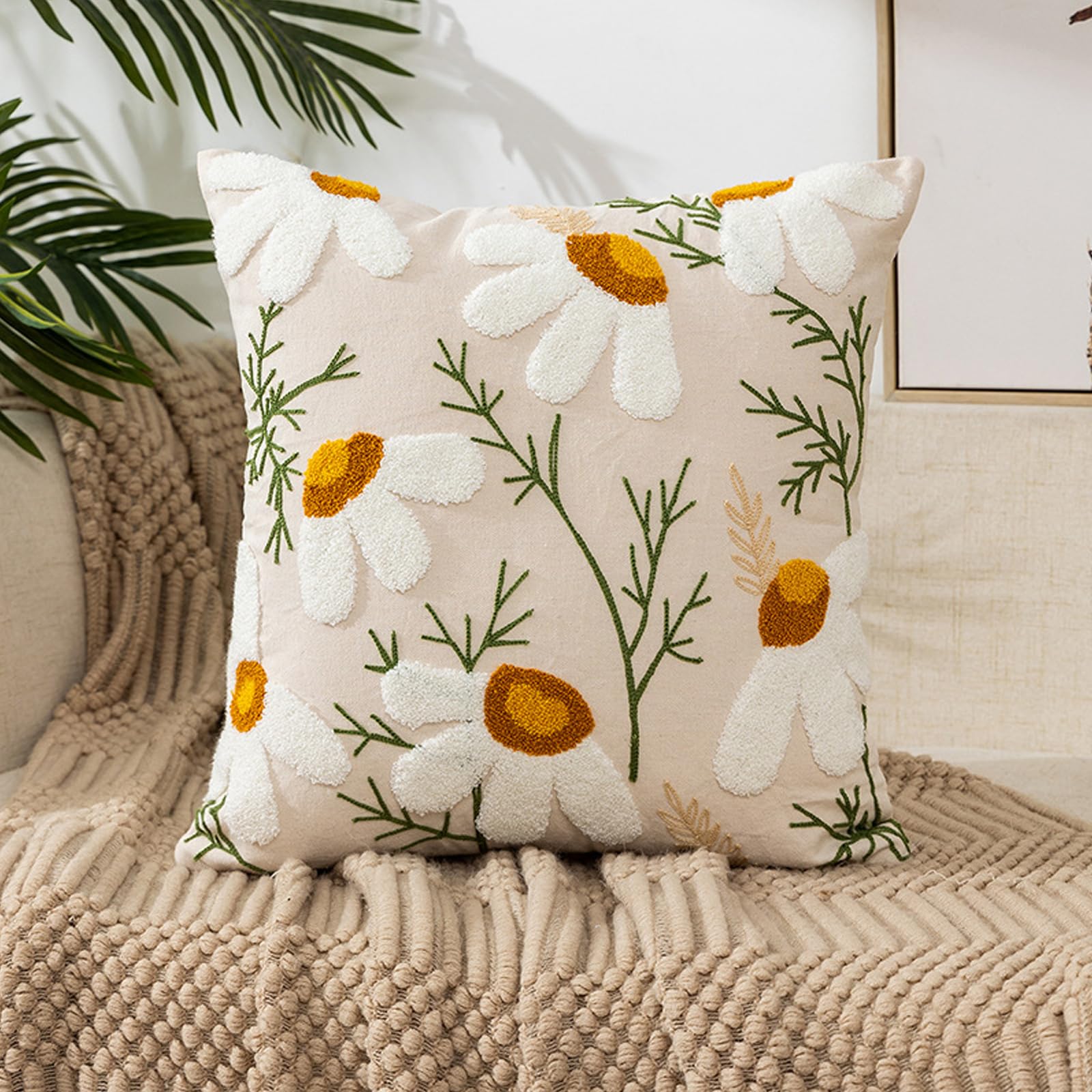 Goodinary® Embroidered Floral Throw Pillow Cover