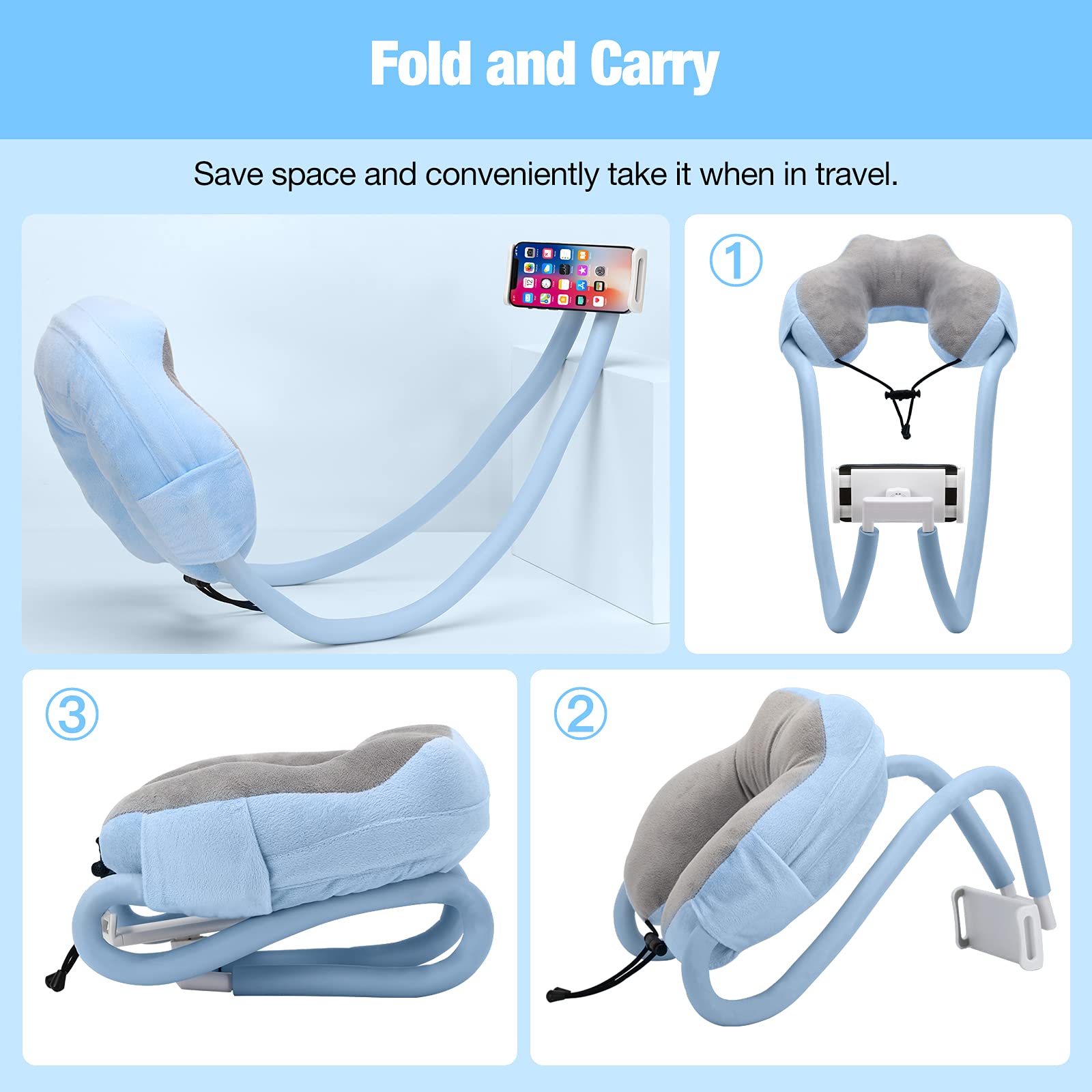 Goodinary® Adjustable Neck Phone Stand & Travel Pillow