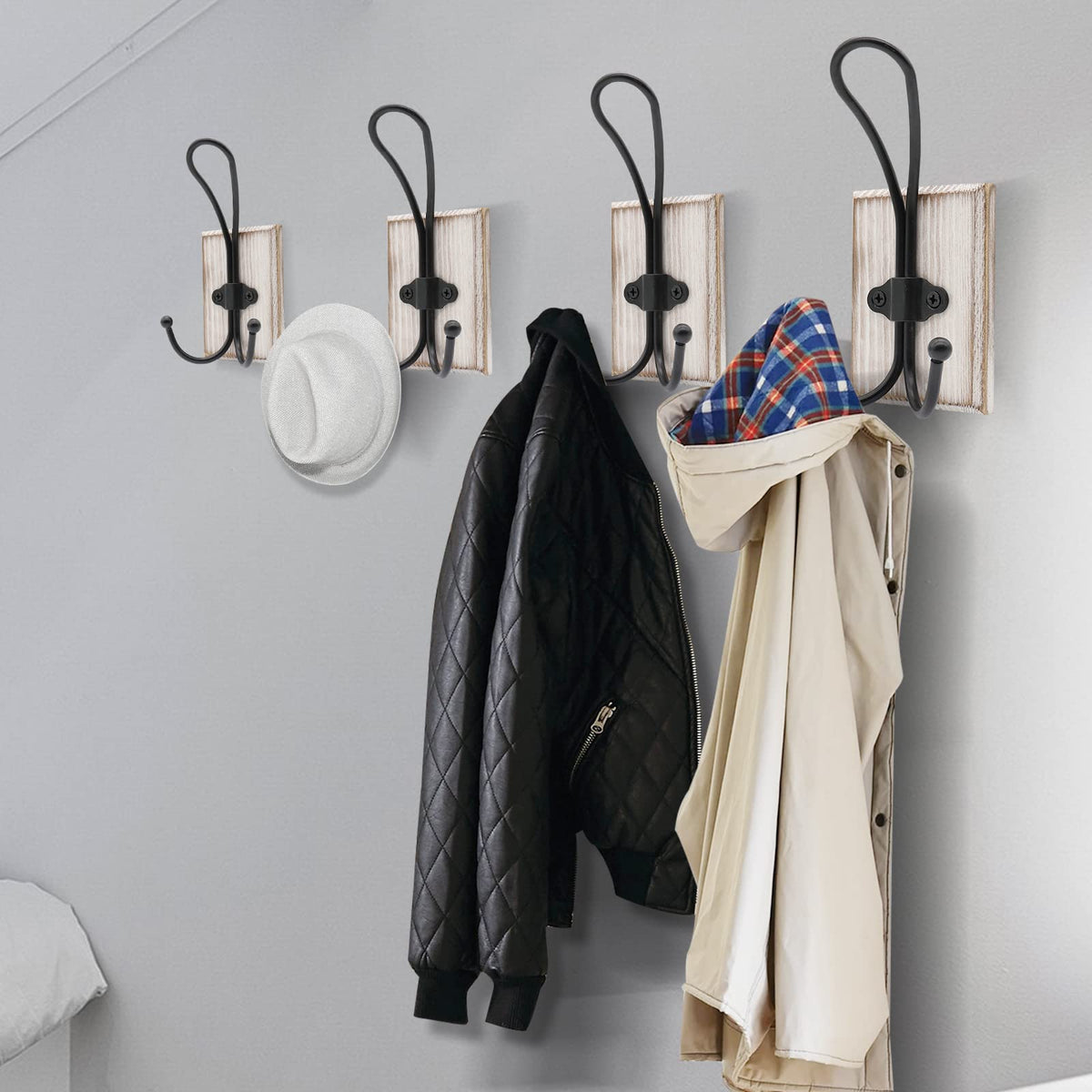 Goodinary® Wooden Pine Hook Rack (2 Pcs)