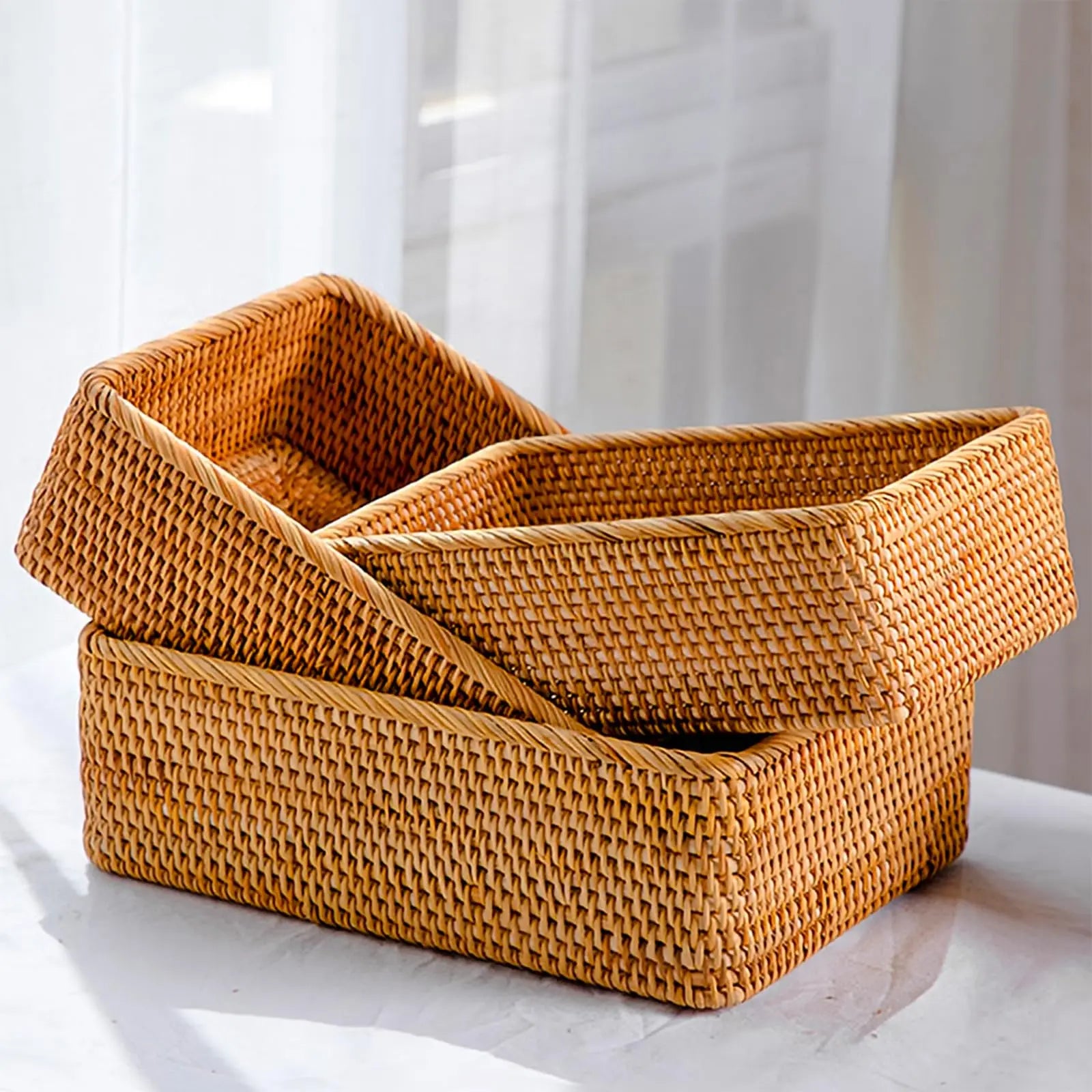 Goodinary® Handwoven Rattan Storage Basket Set Goodinary