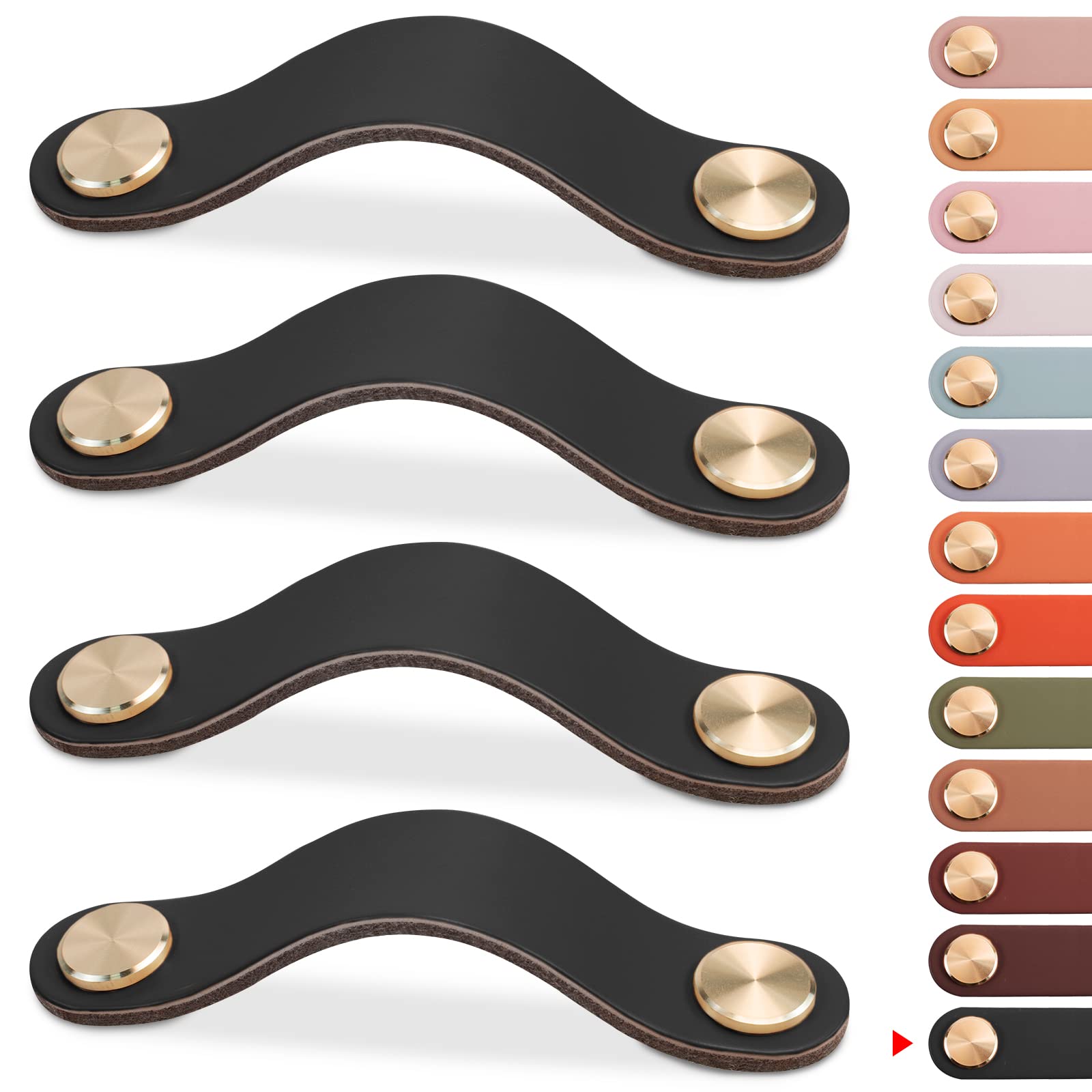 Goodinary® Luxury Leather Cabinet Drawer Pulls (4 pcs)