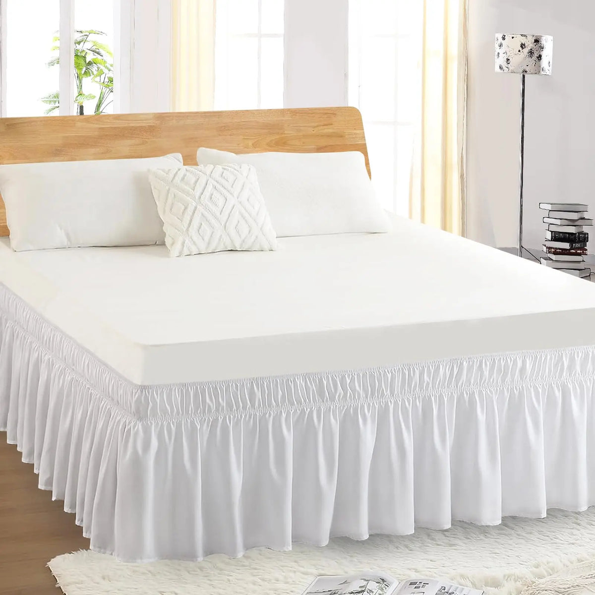 Adjustable Bed Ruffle | Wrap Around Dust Ruffle | Mattress Skirt Cover