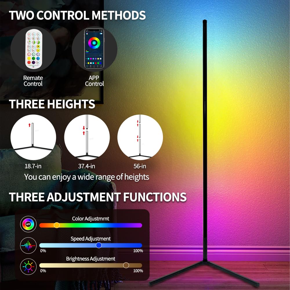 Goodinary® RGB LED Corner Floor Lamp