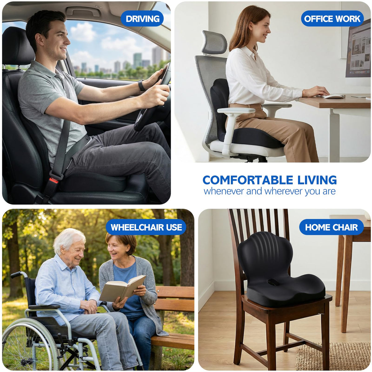 Goodinary® Memory Foam Seat Cushion Contoured Sitting Pad