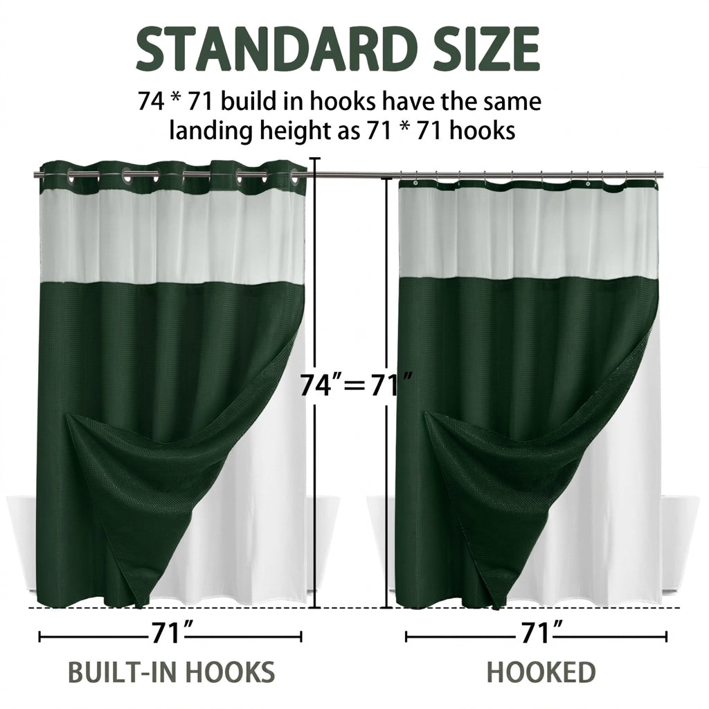 Goodinary® No Hook Shower Curtain