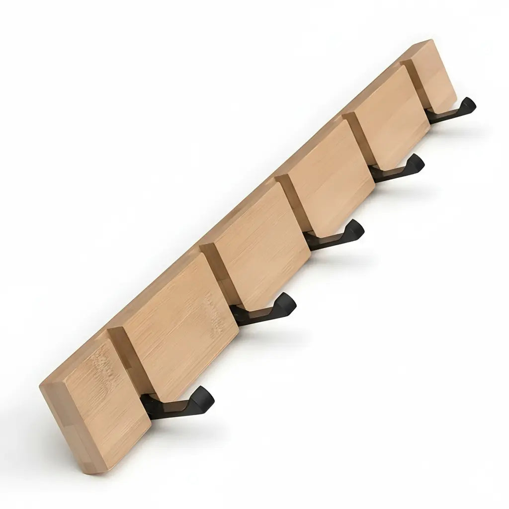 Goodinary® Wooden Wall Mounted Coat Rack with Flip Hooks - Goodinary